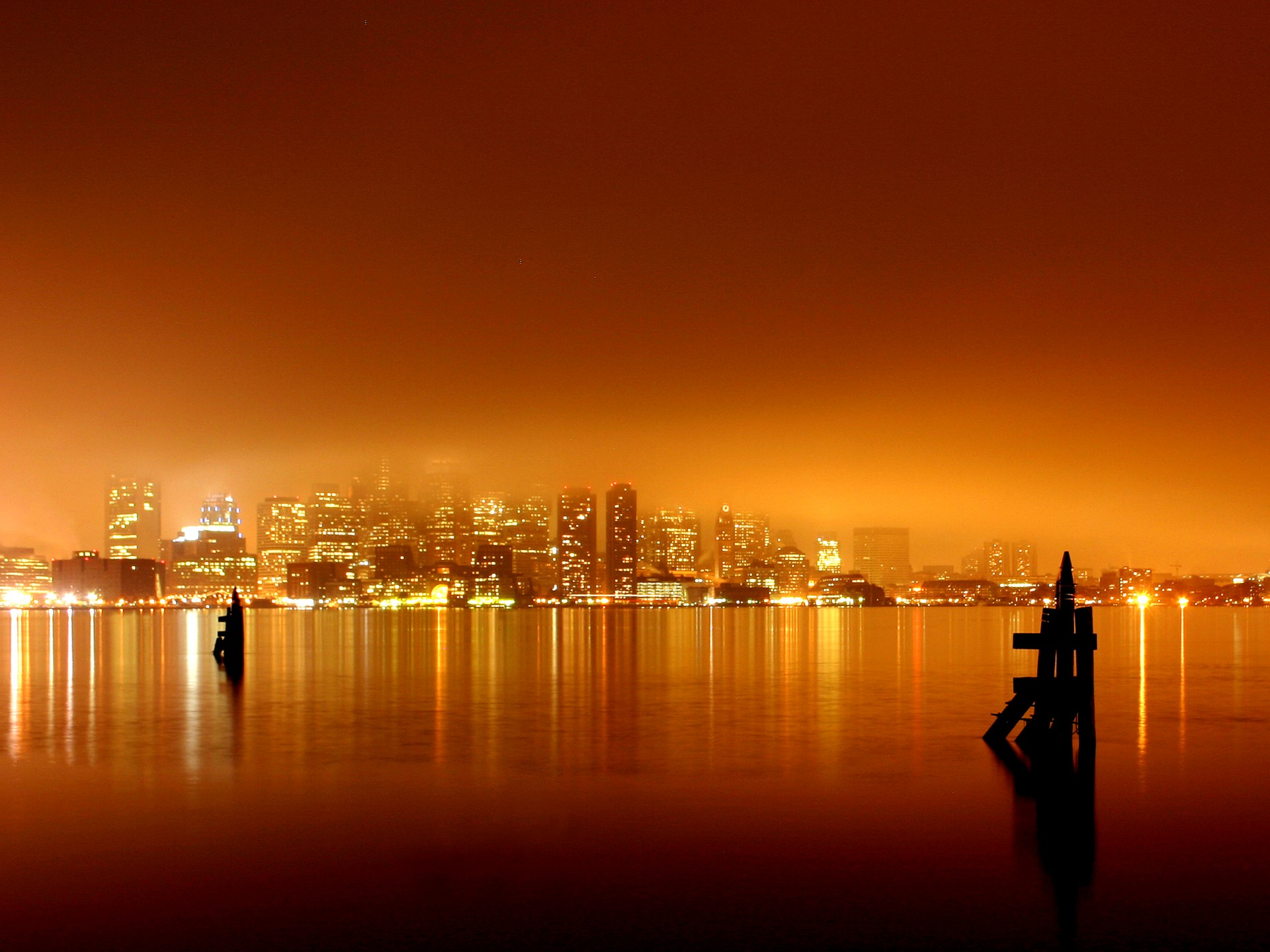 Boston skyline across the harbor