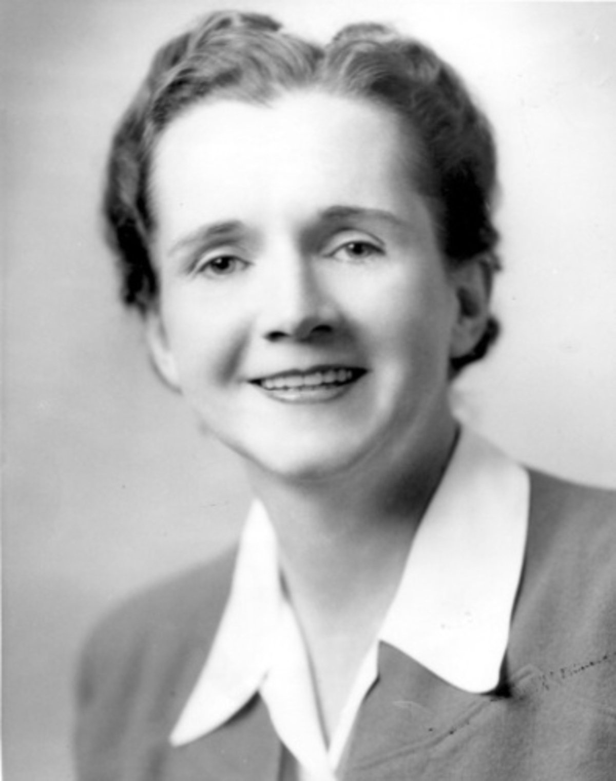Black and white portrait of Rachel Carson